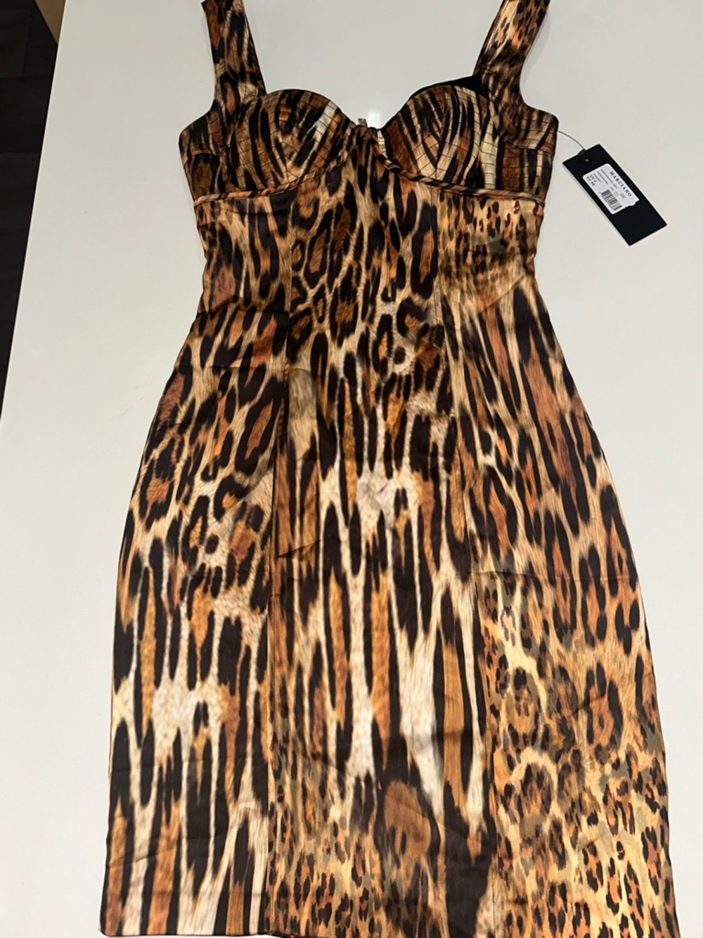 Guess Leopard-Print Midi Dress in Brown and Black